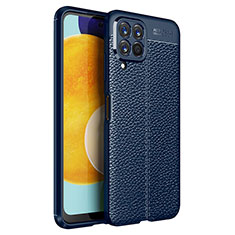 Samsung Galaxy M53 5G用シリコンケース ソフトタッチラバー レザー柄 カバー サムスン ネイビー