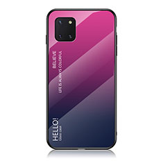 Samsung Galaxy M60s用ハイブリットバンパーケース プラスチック 鏡面 虹 グラデーション 勾配色 カバー LS1 サムスン ローズレッド
