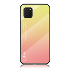 Samsung Galaxy M60s用ハイブリットバンパーケース プラスチック 鏡面 虹 グラデーション 勾配色 カバー LS1 サムスン イエロー