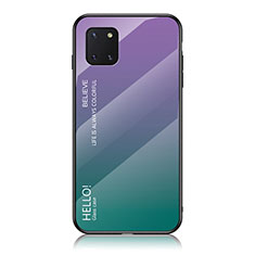 Samsung Galaxy M60s用ハイブリットバンパーケース プラスチック 鏡面 虹 グラデーション 勾配色 カバー LS1 サムスン マルチカラー