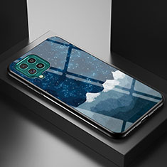 Samsung Galaxy M62 4G用ハイブリットバンパーケース プラスチック パターン 鏡面 カバー LS1 サムスン ネイビー