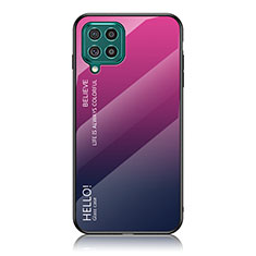 Samsung Galaxy M62 4G用ハイブリットバンパーケース プラスチック 鏡面 虹 グラデーション 勾配色 カバー LS1 サムスン ローズレッド