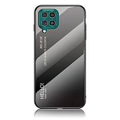 Samsung Galaxy M62 4G用ハイブリットバンパーケース プラスチック 鏡面 虹 グラデーション 勾配色 カバー LS1 サムスン ダークグレー