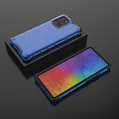 Samsung Galaxy M80S用360度 フルカバー ハイブリットバンパーケース クリア透明 プラスチック カバー AM2 サムスン ネイビー