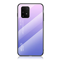 Samsung Galaxy M80S用ハイブリットバンパーケース プラスチック 鏡面 虹 グラデーション 勾配色 カバー LS1 サムスン ラベンダー