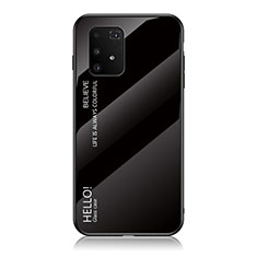 Samsung Galaxy M80S用ハイブリットバンパーケース プラスチック 鏡面 虹 グラデーション 勾配色 カバー LS1 サムスン ブラック