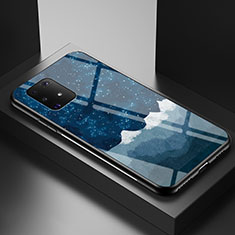 Samsung Galaxy M80S用ハイブリットバンパーケース プラスチック パターン 鏡面 カバー LS1 サムスン ネイビー