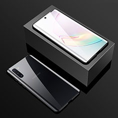 Samsung Galaxy Note 10 5G用ケース 高級感 手触り良い アルミメタル 製の金属製 360度 フルカバーバンパー 鏡面 カバー T01 サムスン ブラック