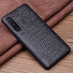Samsung Galaxy Note 10 5G用ケース 高級感 手触り良いレザー柄 R03 サムスン ブラック