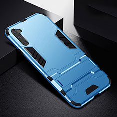 Samsung Galaxy Note 10 5G用ハイブリットバンパーケース スタンド プラスチック 兼シリコーン カバー R02 サムスン ブルー