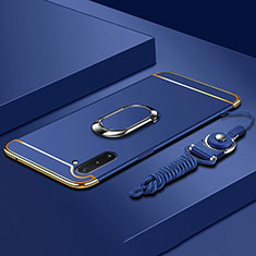 Samsung Galaxy Note 10 5G用ケース 高級感 手触り良い メタル兼プラスチック バンパー アンド指輪 T01 サムスン ネイビー
