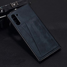 Samsung Galaxy Note 10 5G用ケース 高級感 手触り良いレザー柄 R07 サムスン ネイビー