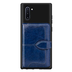 Samsung Galaxy Note 10 5G用極薄ソフトケース シリコンケース 耐衝撃 全面保護 マグネット式 バンパー S06D サムスン ネイビー