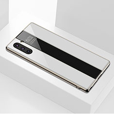 Samsung Galaxy Note 10 5G用ハイブリットバンパーケース プラスチック 鏡面 カバー サムスン ホワイト