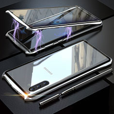 Samsung Galaxy Note 10 5G用ケース 高級感 手触り良い アルミメタル 製の金属製 360度 フルカバーバンパー 鏡面 カバー サムスン シルバー