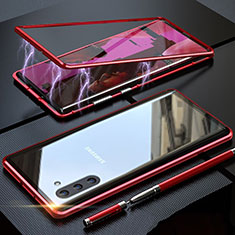 Samsung Galaxy Note 10 5G用ケース 高級感 手触り良い アルミメタル 製の金属製 360度 フルカバーバンパー 鏡面 カバー M02 サムスン レッド