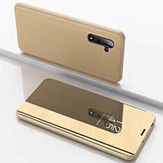 Samsung Galaxy Note 10 5G用手帳型 レザーケース スタンド 鏡面 カバー L02 サムスン ゴールド