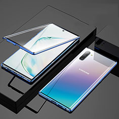 Samsung Galaxy Note 10 5G用ケース 高級感 手触り良い アルミメタル 製の金属製 360度 フルカバーバンパー 鏡面 カバー M03 サムスン ネイビー