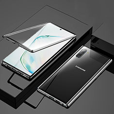Samsung Galaxy Note 10 5G用ケース 高級感 手触り良い アルミメタル 製の金属製 360度 フルカバーバンパー 鏡面 カバー M03 サムスン ブラック