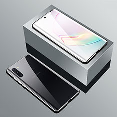 Samsung Galaxy Note 10用ケース 高級感 手触り良い アルミメタル 製の金属製 360度 フルカバーバンパー 鏡面 カバー T01 サムスン シルバー