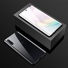 Samsung Galaxy Note 10用ケース 高級感 手触り良い アルミメタル 製の金属製 360度 フルカバーバンパー 鏡面 カバー T01 サムスン ブラック