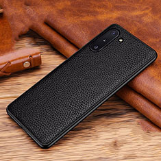 Samsung Galaxy Note 10用ケース 高級感 手触り良いレザー柄 R01 サムスン ブラック