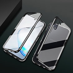 Samsung Galaxy Note 10用ケース 高級感 手触り良い アルミメタル 製の金属製 360度 フルカバーバンパー 鏡面 カバー T04 サムスン ブラック