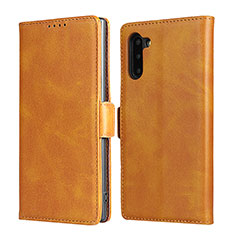 Samsung Galaxy Note 10用手帳型 レザーケース スタンド カバー T08 サムスン オレンジ
