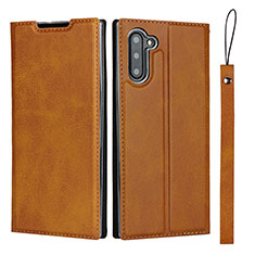Samsung Galaxy Note 10用手帳型 レザーケース スタンド カバー T09 サムスン オレンジ