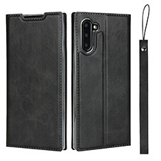 Samsung Galaxy Note 10用手帳型 レザーケース スタンド カバー T09 サムスン ブラック