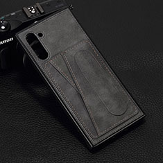 Samsung Galaxy Note 10用ケース 高級感 手触り良いレザー柄 R07 サムスン グレー