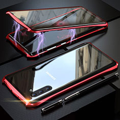 Samsung Galaxy Note 10用ケース 高級感 手触り良い アルミメタル 製の金属製 360度 フルカバーバンパー 鏡面 カバー サムスン レッド