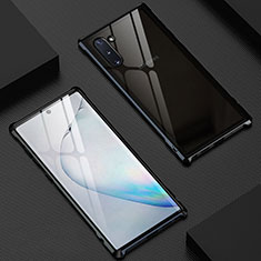 Samsung Galaxy Note 10用ケース 高級感 手触り良い アルミメタル 製の金属製 360度 フルカバーバンパー 鏡面 カバー M06 サムスン ブラック