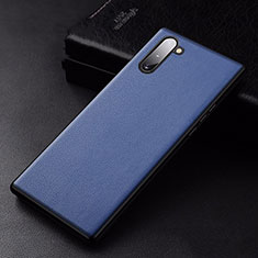 Samsung Galaxy Note 10用ケース 高級感 手触り良いレザー柄 サムスン ネイビー