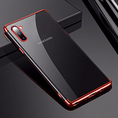 Samsung Galaxy Note 10用極薄ソフトケース シリコンケース 耐衝撃 全面保護 クリア透明 H03 サムスン レッド