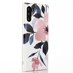 Samsung Galaxy Note 10用シリコンケース ソフトタッチラバー 花 カバー S02 サムスン ピンク