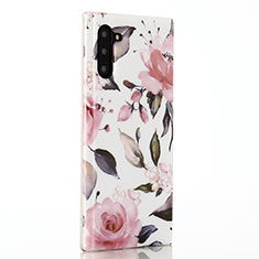 Samsung Galaxy Note 10用シリコンケース ソフトタッチラバー 花 カバー S03 サムスン ピンク