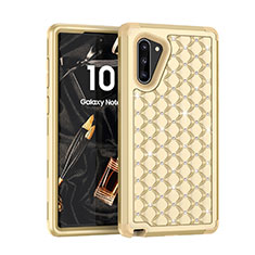 Samsung Galaxy Note 10用ハイブリットバンパーケース ブリンブリン カバー 前面と背面 360度 フル U01 サムスン ゴールド