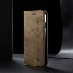 Samsung Galaxy Note 10 Lite用手帳型 布 スタンド B01S サムスン カーキ色