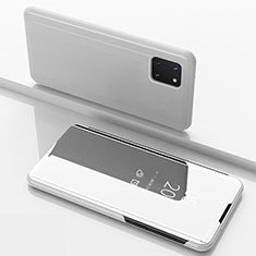Samsung Galaxy Note 10 Lite用手帳型 レザーケース スタンド 鏡面 カバー ZL1 サムスン シルバー