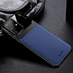 Samsung Galaxy Note 10 Lite用シリコンケース ソフトタッチラバー レザー柄 カバー FL1 サムスン ネイビー