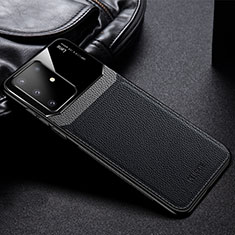 Samsung Galaxy Note 10 Lite用シリコンケース ソフトタッチラバー レザー柄 カバー FL1 サムスン ブラック