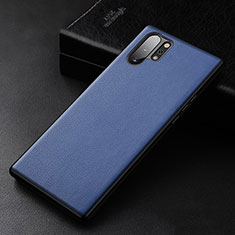 Samsung Galaxy Note 10 Plus 5G用ケース 高級感 手触り良いレザー柄 R01 サムスン ネイビー