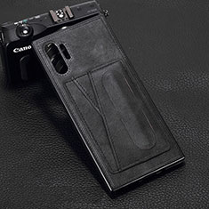 Samsung Galaxy Note 10 Plus 5G用ケース 高級感 手触り良いレザー柄 R02 サムスン ブラック