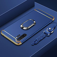 Samsung Galaxy Note 10 Plus 5G用ケース 高級感 手触り良い メタル兼プラスチック バンパー アンド指輪 T01 サムスン ネイビー