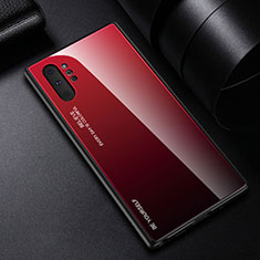 Samsung Galaxy Note 10 Plus 5G用ハイブリットバンパーケース プラスチック 鏡面 虹 グラデーション 勾配色 カバー H01 サムスン レッド