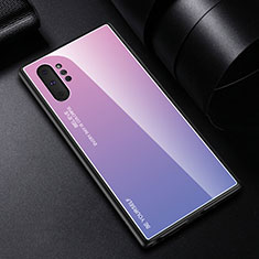 Samsung Galaxy Note 10 Plus 5G用ハイブリットバンパーケース プラスチック 鏡面 虹 グラデーション 勾配色 カバー H01 サムスン パープル