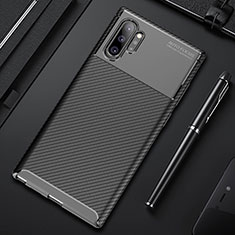 Samsung Galaxy Note 10 Plus 5G用シリコンケース ソフトタッチラバー ツイル カバー Y01 サムスン ブラック