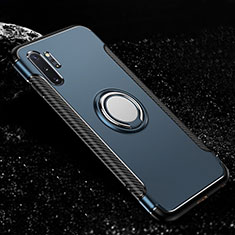 Samsung Galaxy Note 10 Plus 5G用ハイブリットバンパーケース プラスチック アンド指輪 マグネット式 R01 サムスン ネイビー