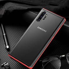 Samsung Galaxy Note 10 Plus 5G用ハイブリットバンパーケース クリア透明 プラスチック 鏡面 カバー H01 サムスン レッド